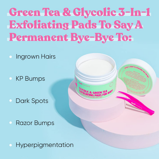 Glycolic & Green tea exfoliating pads for body