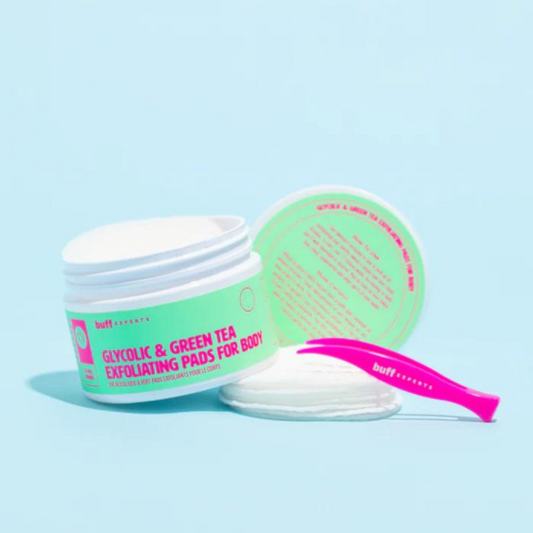 Glycolic & Green tea exfoliating pads for body